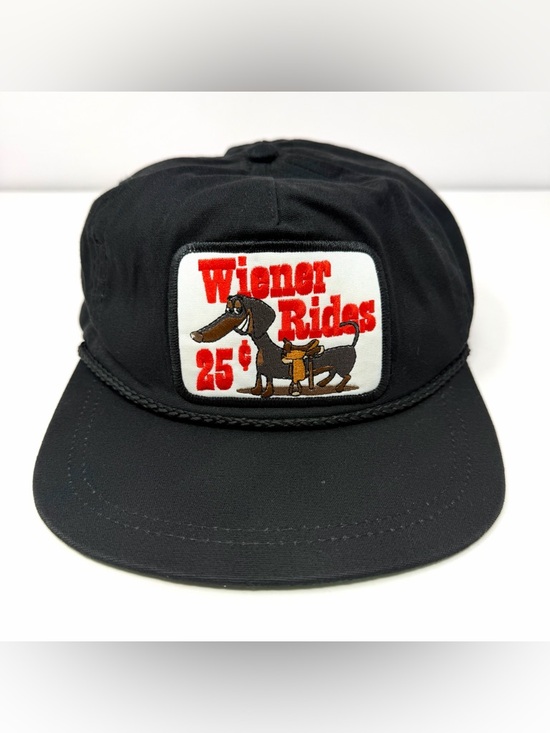 Vintage Other - Wiener Rides 25¢ Cents Retro Vintage Style Trucker Rope Hat Snapback Cap Black